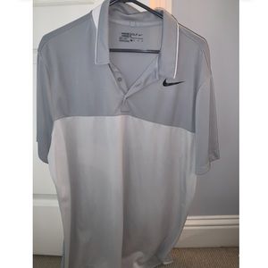 Gray and White Nike Golf Polo